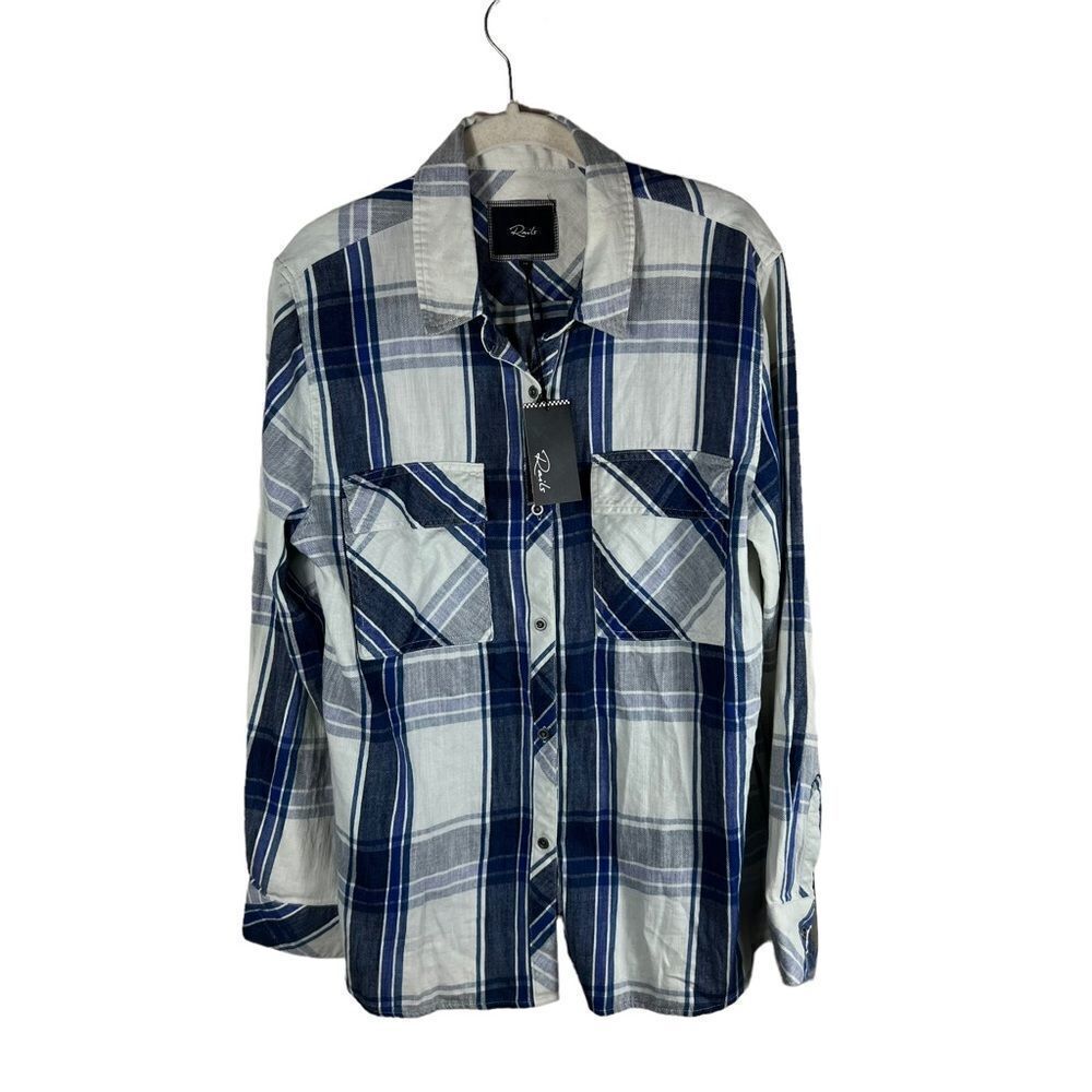Men’s Rails Blue White Hunter Plaid Shirt - Picture 6 of 9